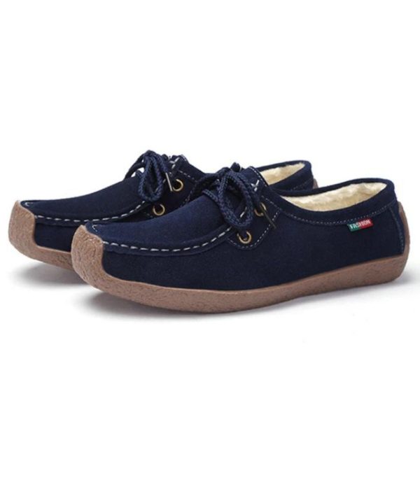 mocassin en daim à lacets pour femmes
