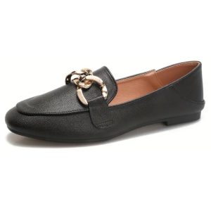 mocassin noir à boucle dorée