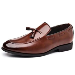 mocassins en cuir véritable marron pour homme
