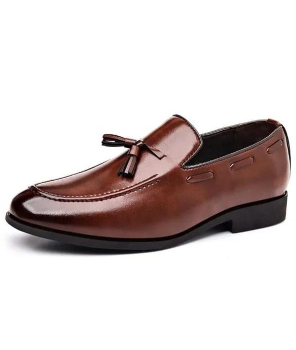 mocassins en cuir véritable marron pour homme