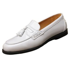 Mocassins À Gland Verni Blanc Pour Hommes