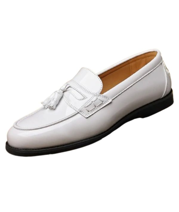 Mocassins À Gland Verni Blanc Pour Hommes