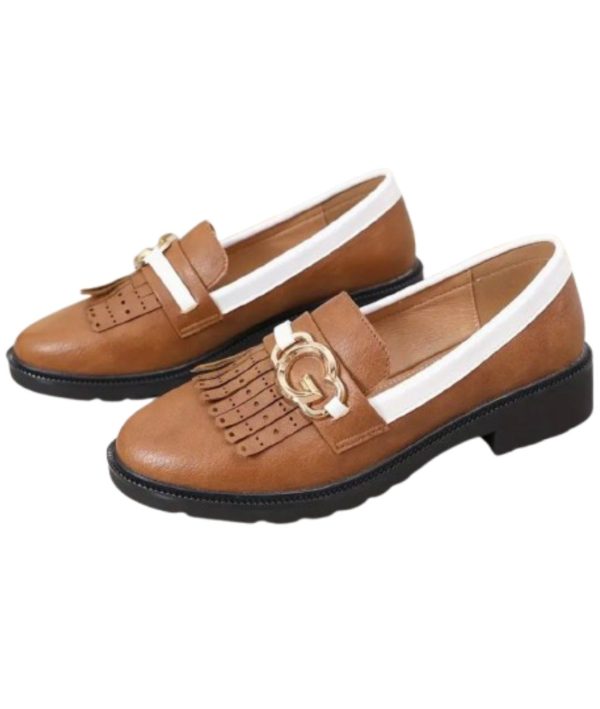 mocassins bicolores avec franges