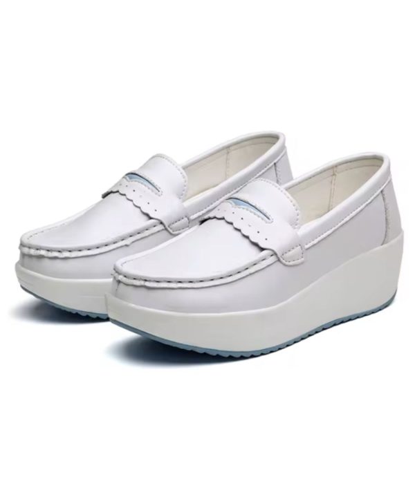 mocassins blancs à semelles compensées