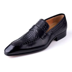 Mocassins À Bout Pointu En Cuir Véritable Pour Homme