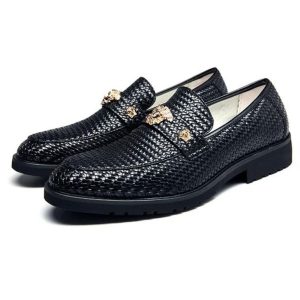 mocassins À bout pointu en cuir verni avec nœud décoratif