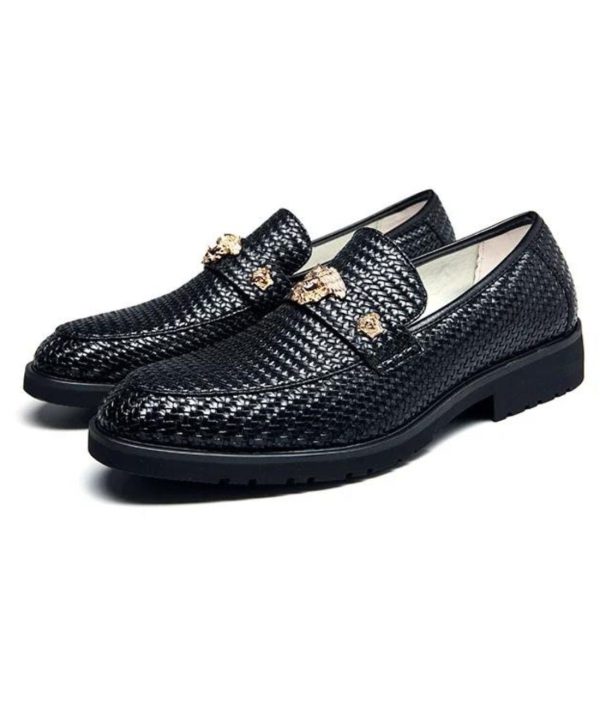 mocassins À bout pointu en cuir verni avec nœud décoratif