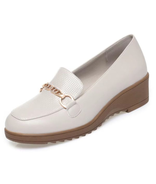 mocassins compensés en cuir synthétique