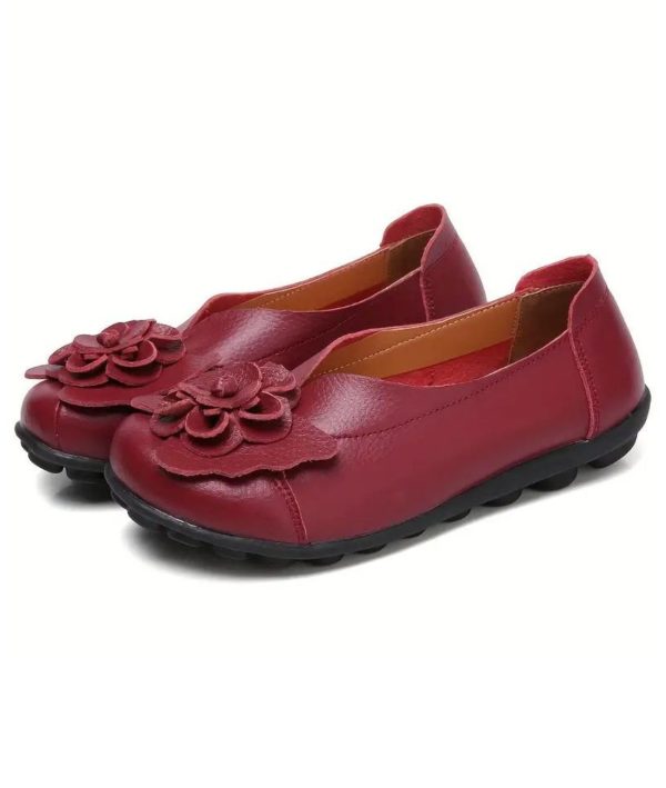 mocassins en cuir à motifs fleuris