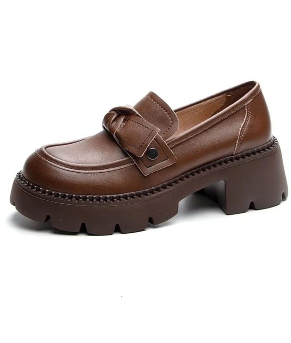 mocassins en cuir à plateforme pour femme