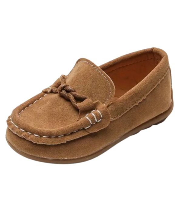 mocassins En Daim Avec Un Nœud Marron Pour Garçons