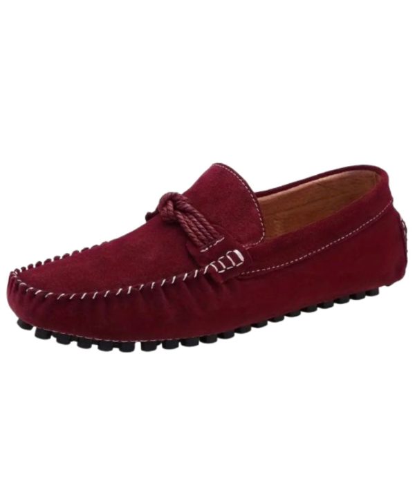 mocassins rouges en daim pour hommes