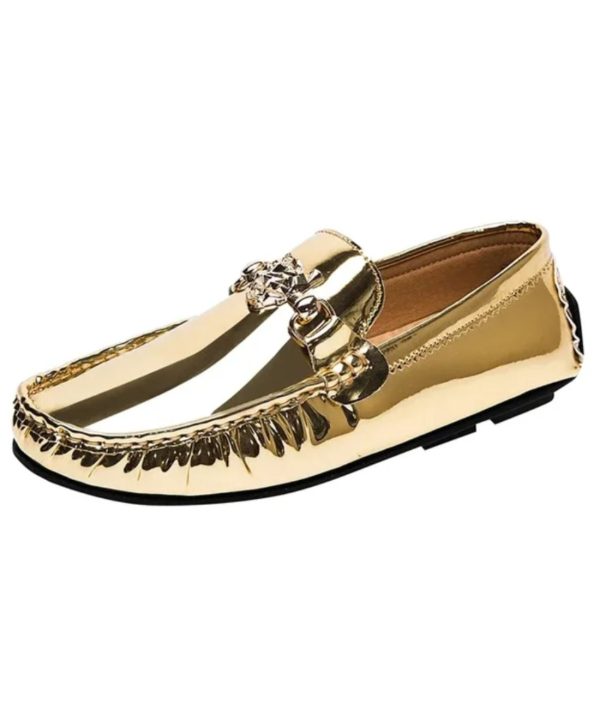 mocassins dorés brillants
