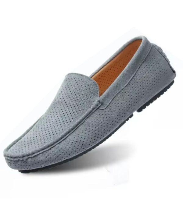 mocassins en daim gris pour hommes