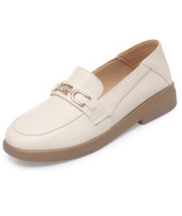 mocassin en cuir boucle dorée