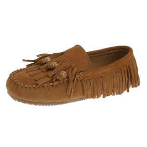 mocassins franges daim femme
