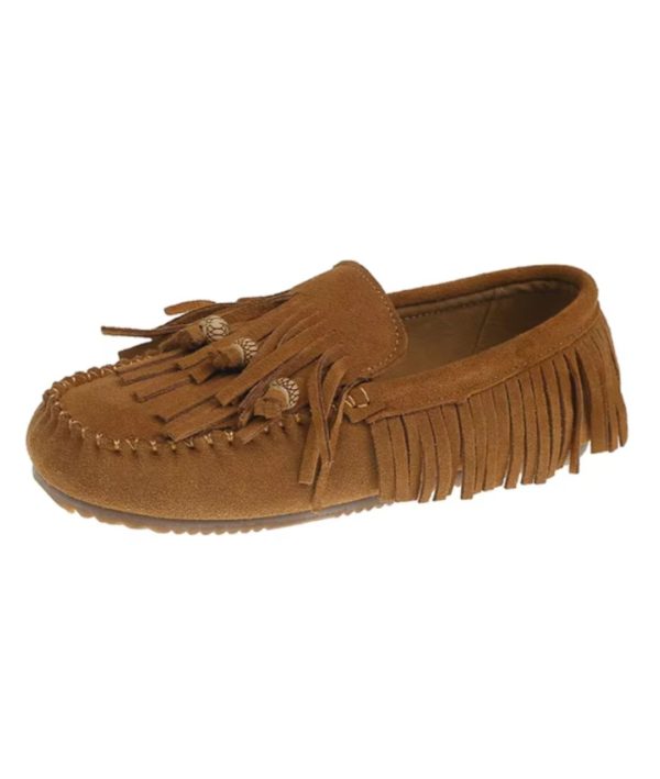 mocassins franges daim femme