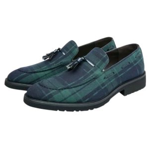 mocassins à gland bleu et vert