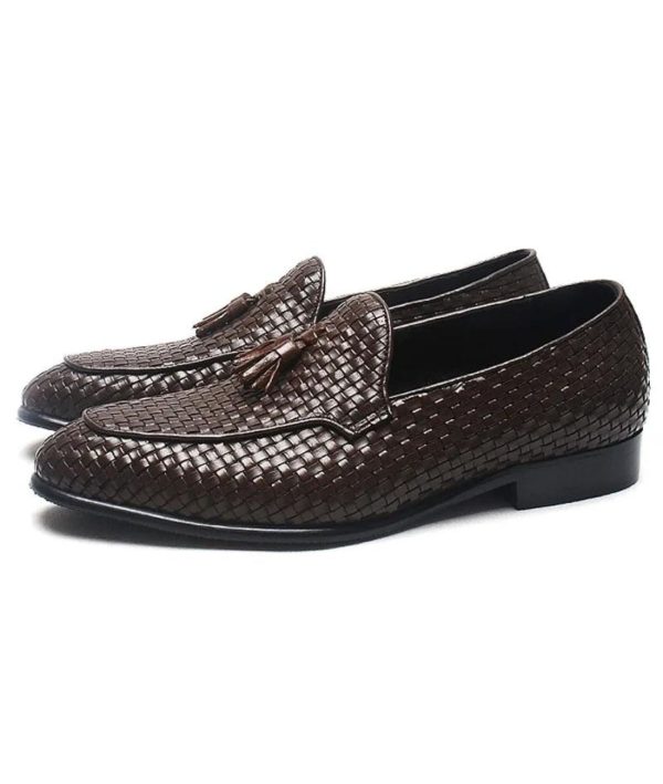 mocassins en cuir effet tressé