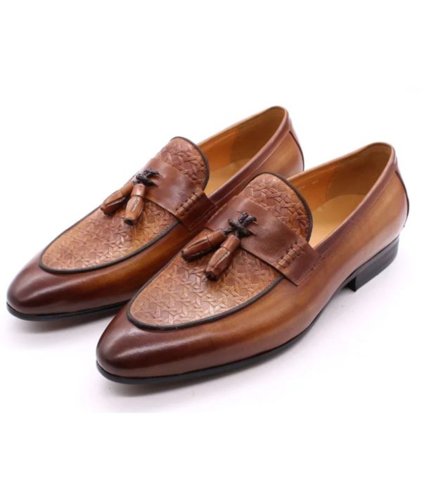 mocassins À Glands En Cuir Motif Zigzag