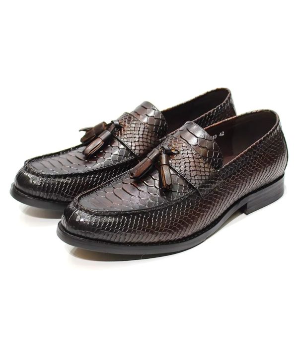 mocassins en cuir véritable effet serpent