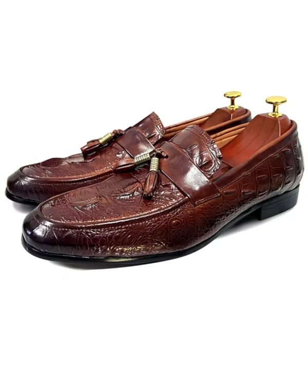 mocassins élégants en cuir croco pour homme