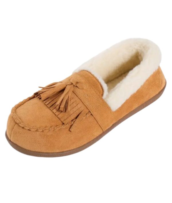 mocassins indiens en daim fourré