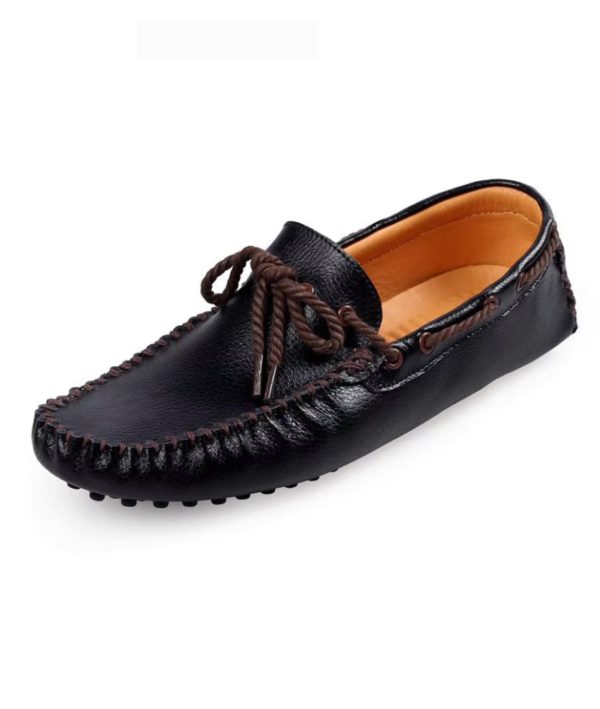 mocassins noirs en cuir pour homme