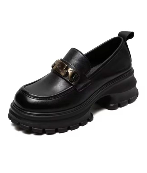 mocassins noirs en cuir