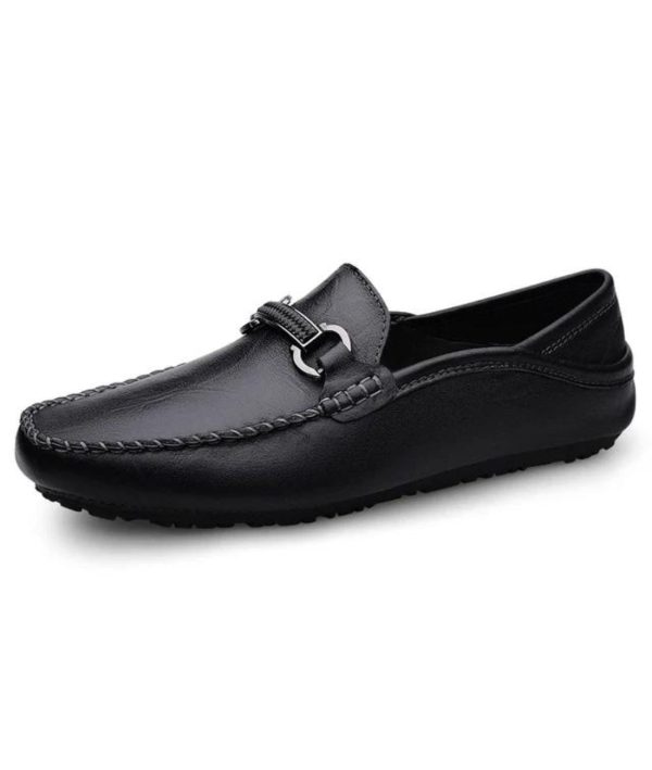 mocassins noirs avec mors en métal