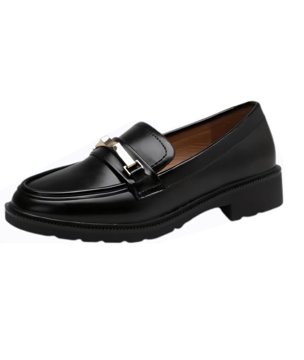 mocassin noir femme en cuir synthétique