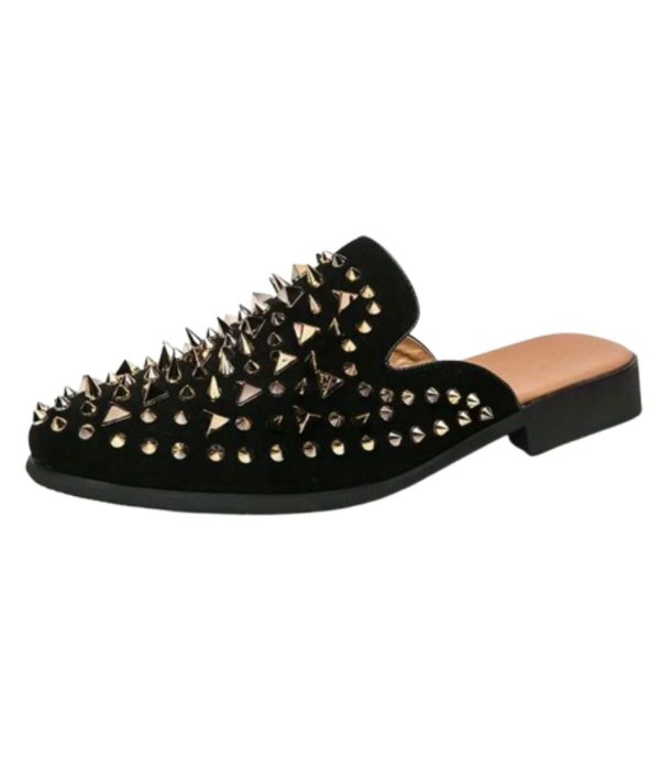 mocassin noir à strass dorés