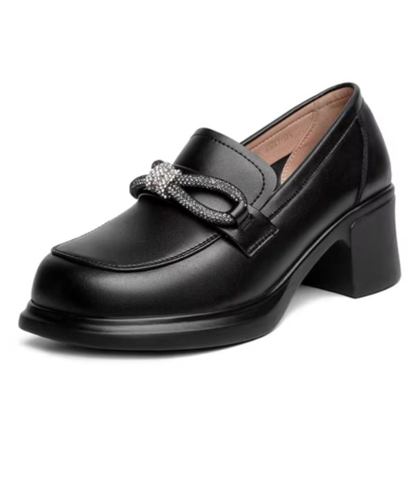 Mocassins Noirs Style Britannique Nœud Papillon