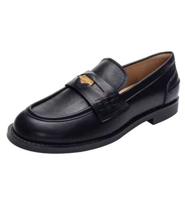 mocassins à talon carré noirs pour femmes