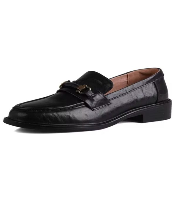 mocassins noirs à talon carré pour femme