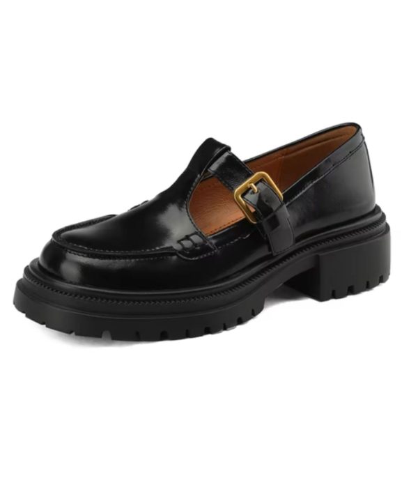 mocassins noirs à talon carré