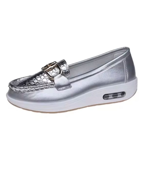 mocassins ouverts effet cuir croco femme