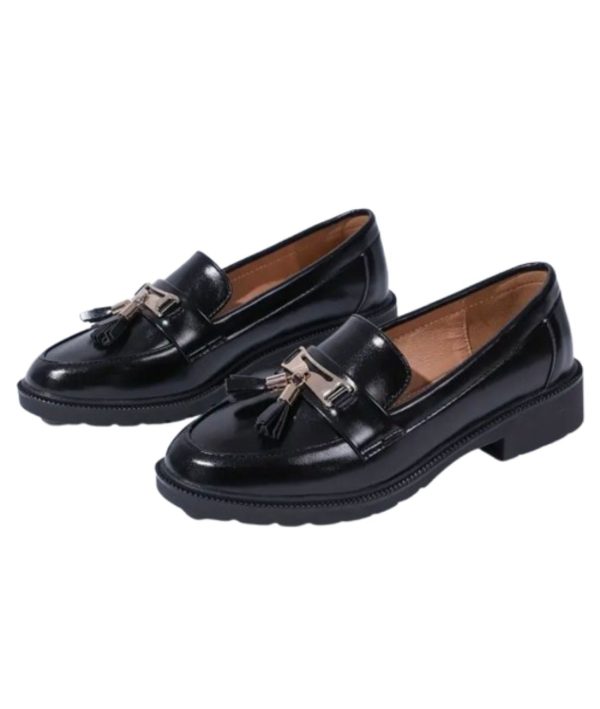 mocassin-plateforme en cuir brillant