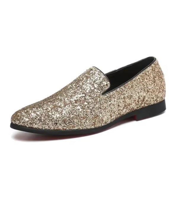 mocassins pointus dorés pour hommes