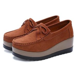 mocassins À Semelle Compensée En Daim pour femme