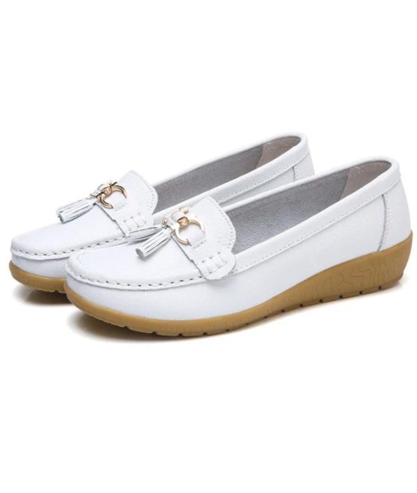 mocassins souples en cuir véritable pour femme