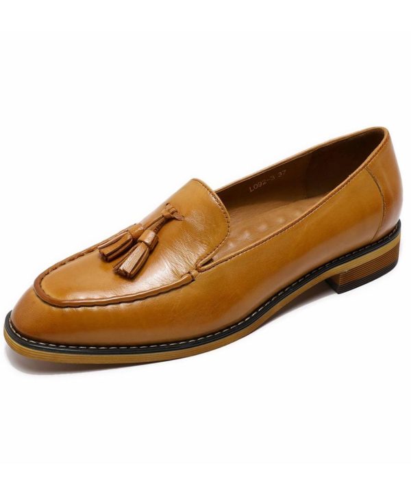 mocassins en cuir véritable pour femme