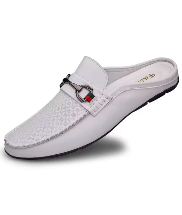 mocassins souples en cuir blanc