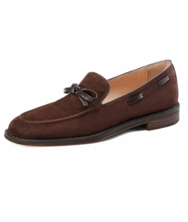 mocassins À talons en cuir rétro femmes