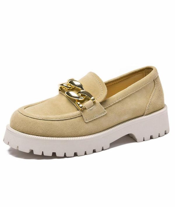 mocassins en velours à talon pour femme