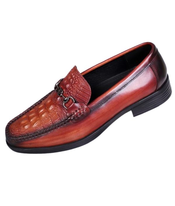 mocassins vernis effet crocodile homme