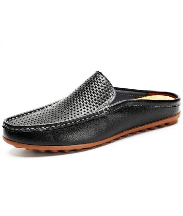 mules mocassins souples en cuir synthétique